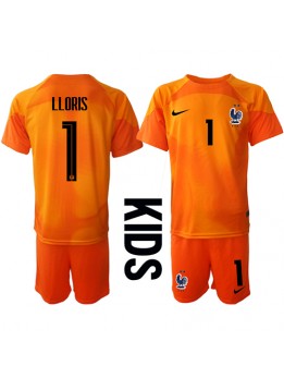 Billige Frankrike Hugo Lloris #1 Keeper Hjemmedraktsett Barn VM 2022 Kortermet (+ Korte bukser)